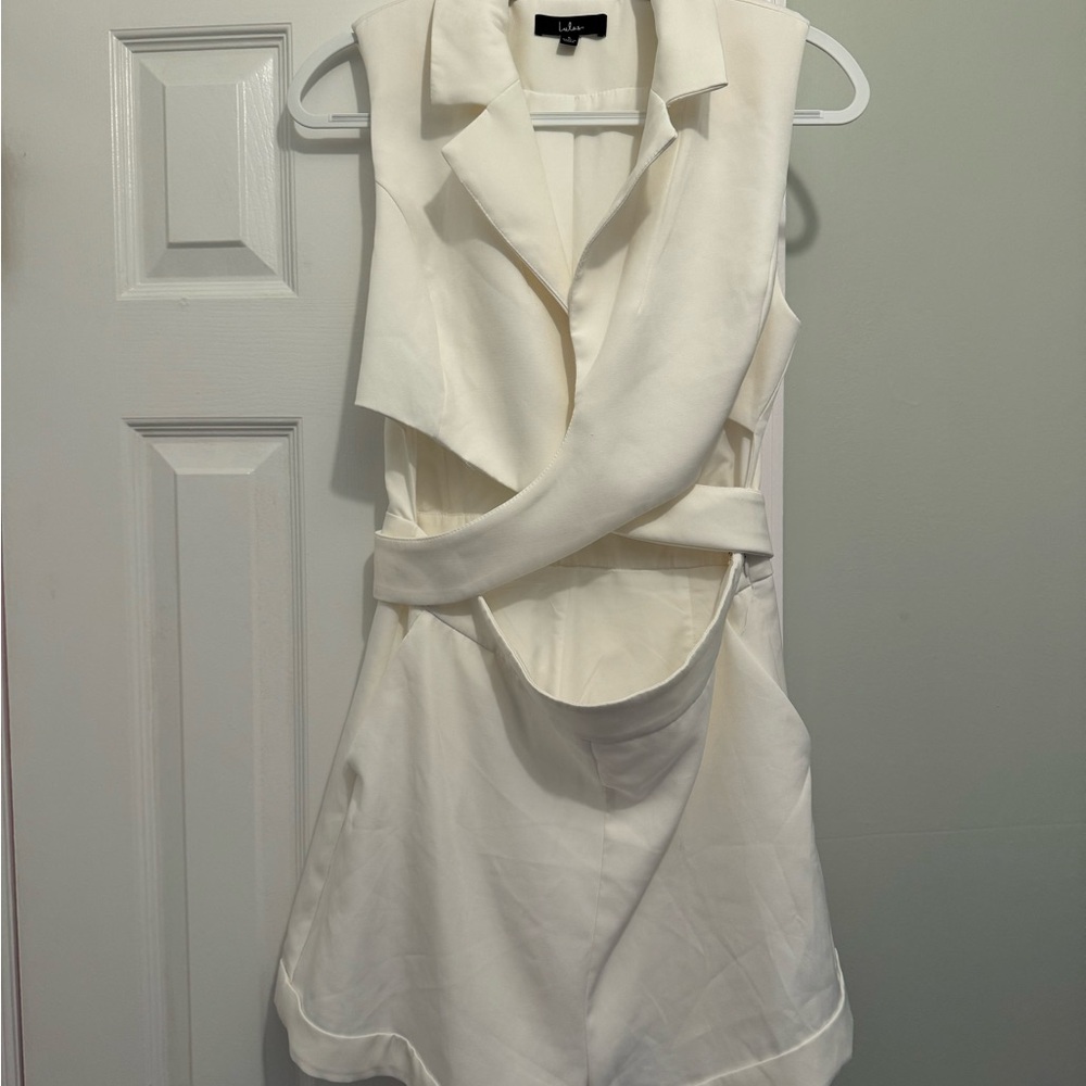 Lulu's Elegant Cream Backless Jumpsuit